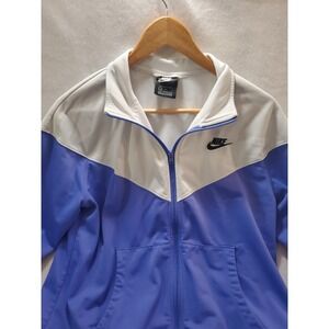 Nike Athletic Jacket Full Zip Dri Fit Performance Women's Size Large, Blue/White